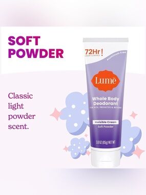 Lume Whole Body Deodorant Invisible Cream - Soft Powder - For 1